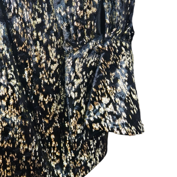 NWT $595 Simkhai Camryn Metallic Faux Wrap Mini Dress Black Gold Sz 10 Party - Picture 7 of 15